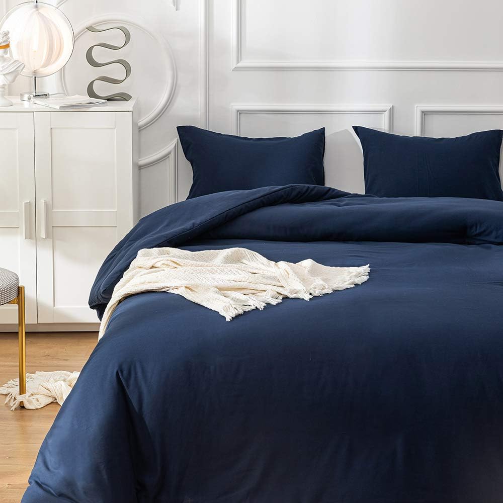 Houseri Navy Blue Comforter Set - Twin Size Dark Blue Bedding for Boys - Soft & Classic Toddler Comforter - Perfect for Kids' Bedrooms, Nursery, and Sleepovers