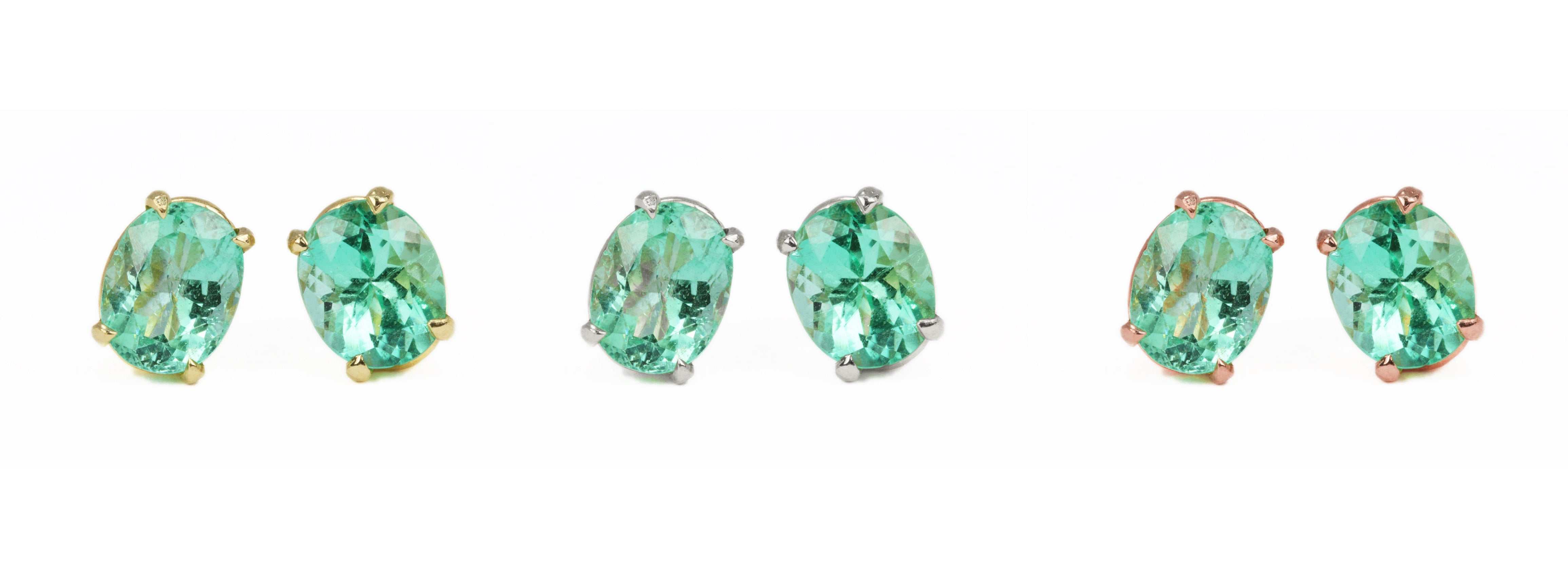 2.0tcw Natural Colombian Emerald Stud Earrings in 14K Gold - Oval Cut Transparent Gemstone Jewelry for Women, Gift for Her, Perfect for Weddings, Parties & Special Occasions