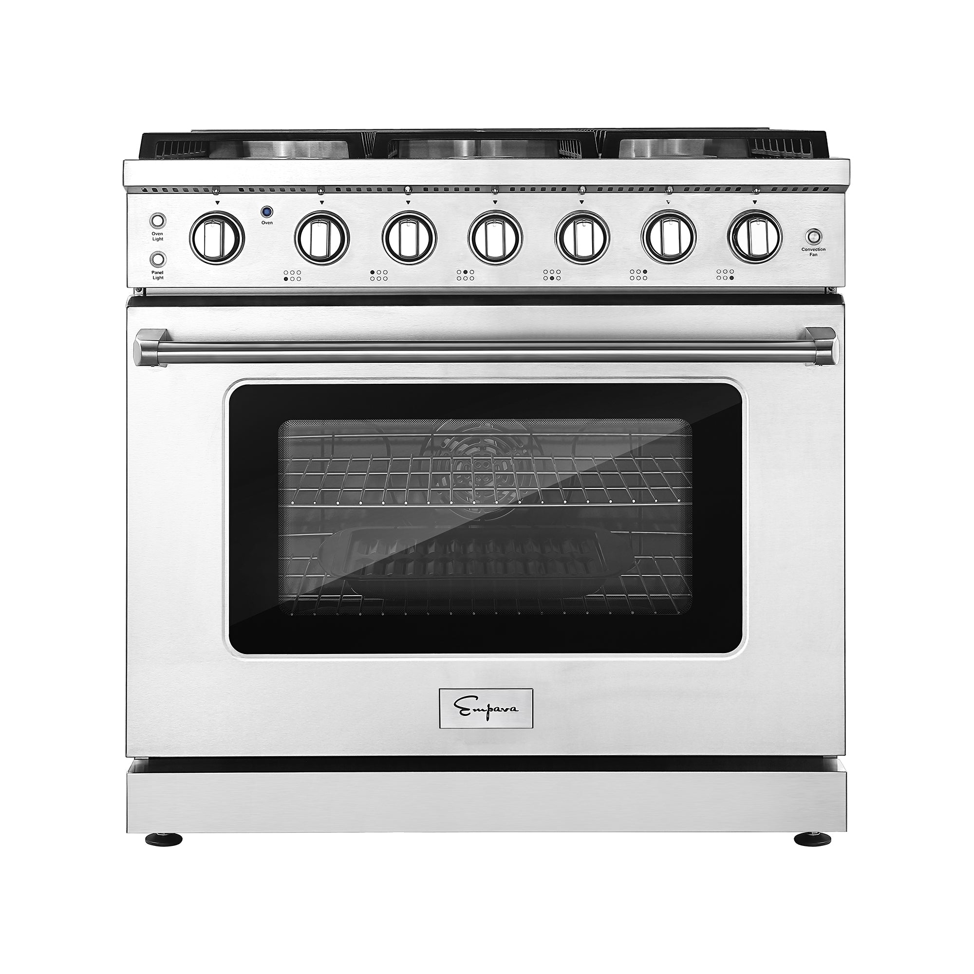 Empava 36 Inch Pro Style Freestanding Gas Range with 4 Sealed Burners - Stainless Steel 36GR11 - Perfect for Modern Kitchens & Professional Home Chefs