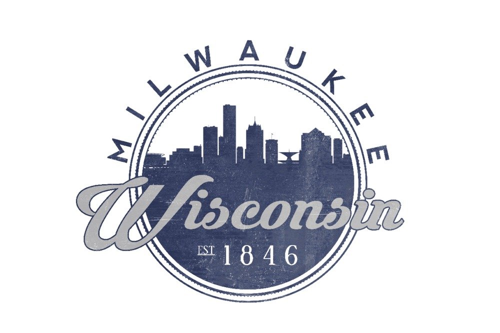 Milwaukee Wisconsin Skyline Blue Seal Art Print - 24x36 Signed Wall Decor Poster - Perfect for Home, Office & Gift Giving