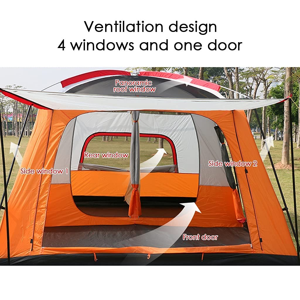 6-Person Waterproof 4-Season Family Camping Tent with Living Room & Separate Rooms - Spacious Outdoor Shelter for Camping, Hiking & Backpacking Adventures