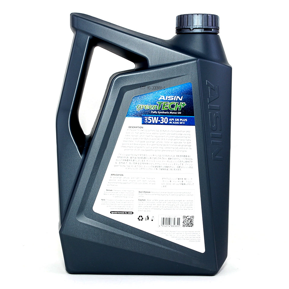 Aisin Fully Synthetic 5W30 Engine Oil - SN/CF Rated for Gas & Diesel Engines - 4 Liters - Ideal for High-Performance Vehicles & Extreme Weather Conditions