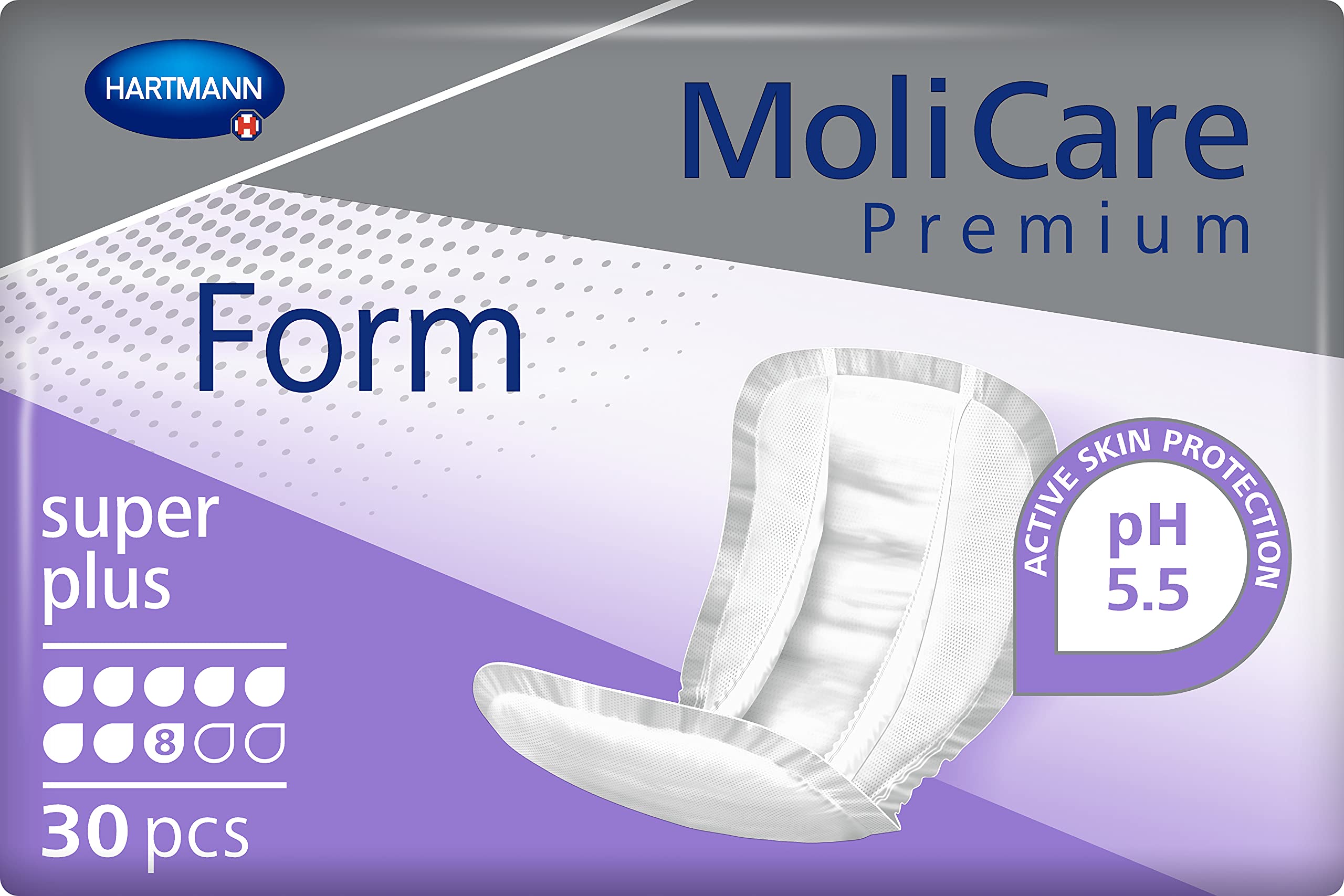 Hartmann 168319 Moliform Premium Extra Soft Incontinence Pads - 30 Count (24 oz) | Ultra Absorbent for Heavy Bladder Leakage | Ideal for Overnight Use & Post-Surgery Care