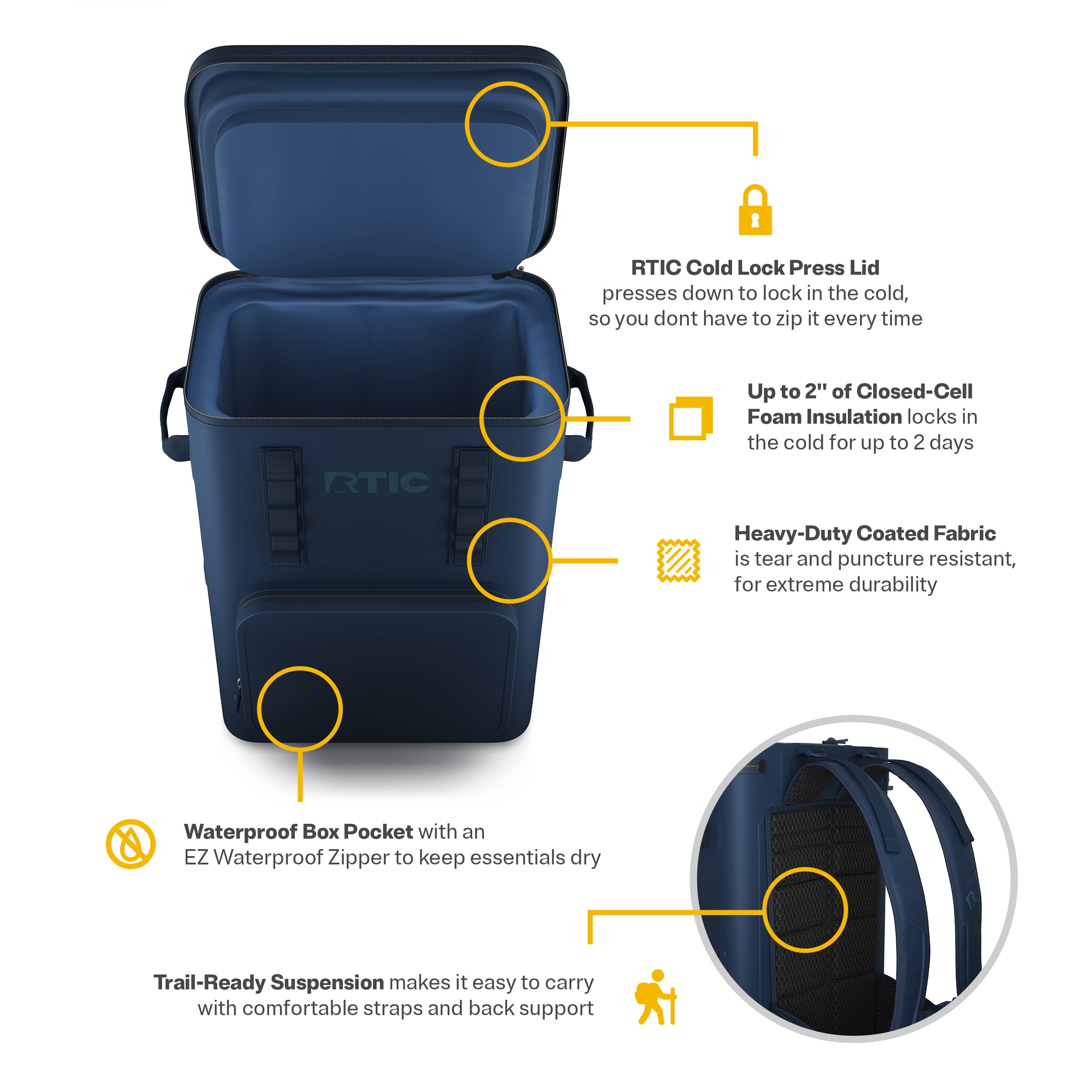 RTIC 48 Can Ultra-Tough Backpack Cooler - Insulated, Waterproof & Leak Proof Portable Cooler Bag for Drinks, Beverages & Lunch - Perfect for Outdoor, Beach, Camping, Picnic, Fishing, Boating & Car Travel