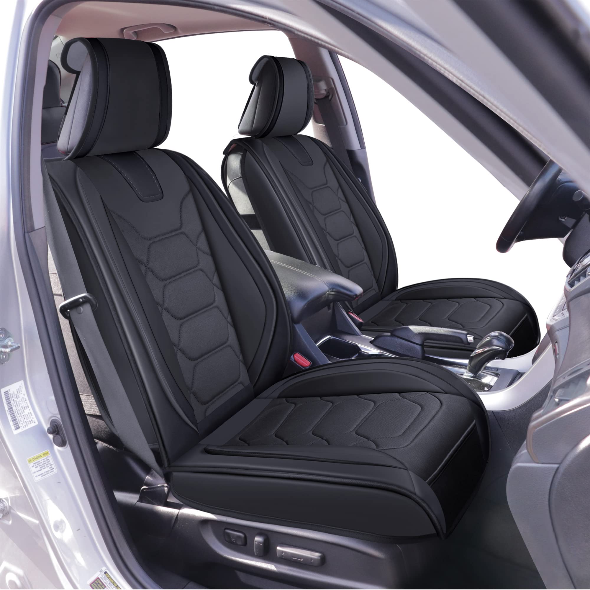 Premium Custom Fit Seat Covers for 2013-2025 Honda Accord - Waterproof Faux Leather Car Seat Protectors with Anti-Slip Design (Front Pair, Black) | Perfect for Daily Commute, Road Trips & Pet Protection