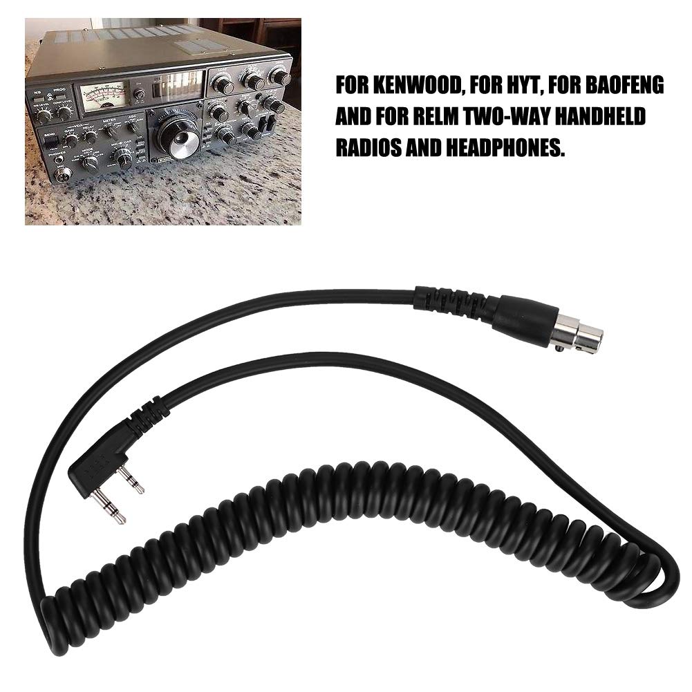 ASHATA 2-Pin to 5-Pin Coil Cord Cable for Kenwood HYT Baofeng Relm Two Way Radios - Durable Coiled Headset Mic Cable for Walkie Talkies - Perfect for Construction, Security, and Outdoor Adventures