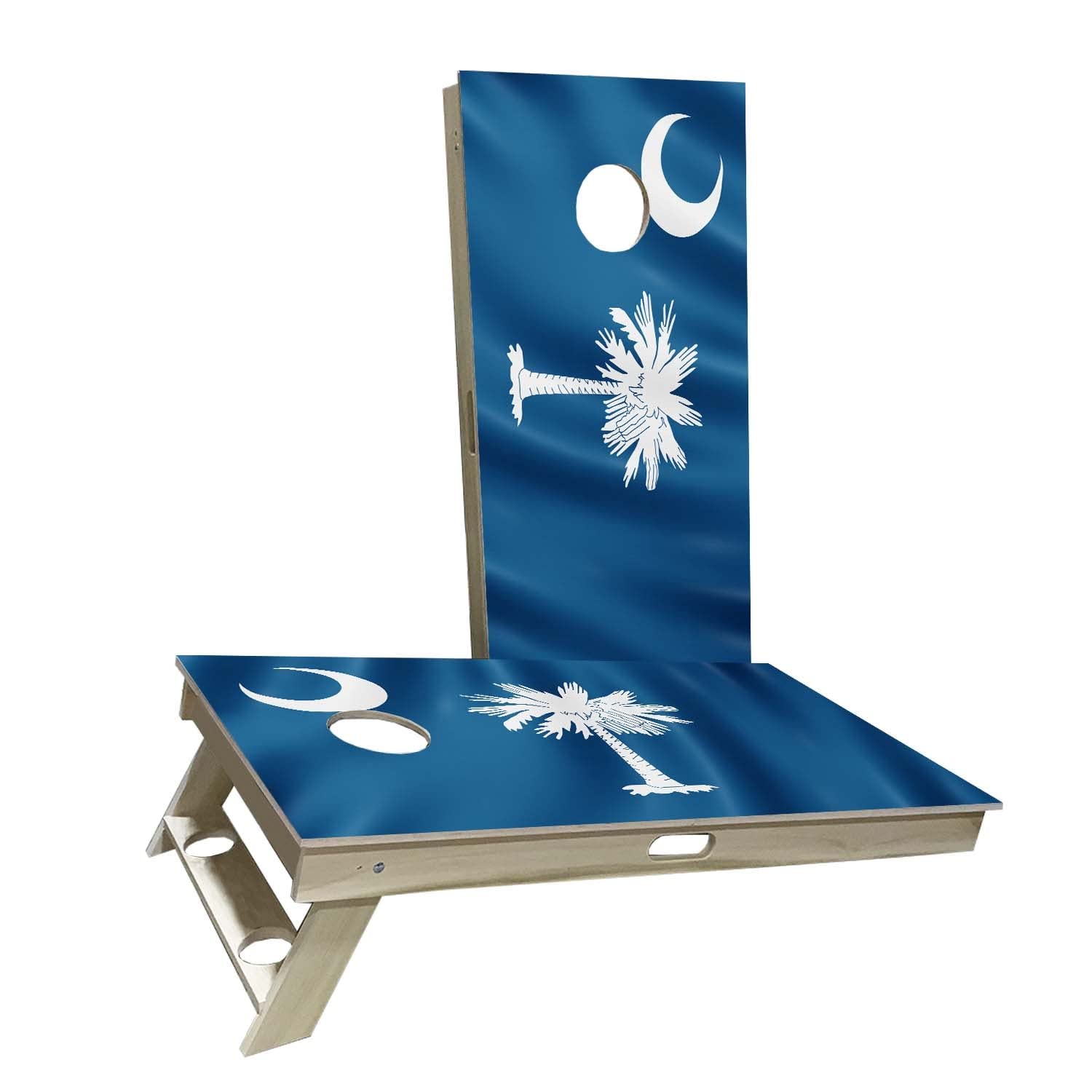 Skip's Garage South Carolina Flag Cornhole Set - Premium Solid Wood Portable Cornhole Boards for Outdoor Games - Perfect for Tailgating, Backyard Parties & College Events
