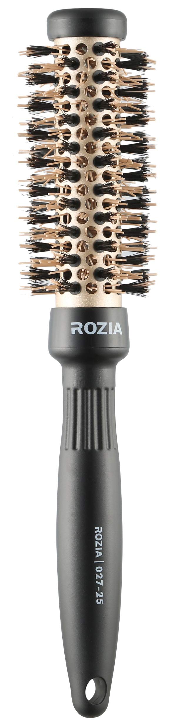 ROZIA Pro Boar Bristle Round Hair Brush with Thermal Ceramic & Ionic Technology - 25mm Roller Brush for Blow Drying, Curling, Straightening - Adds Volume & Shine - Perfect for Salon Styling & Home Hair Care