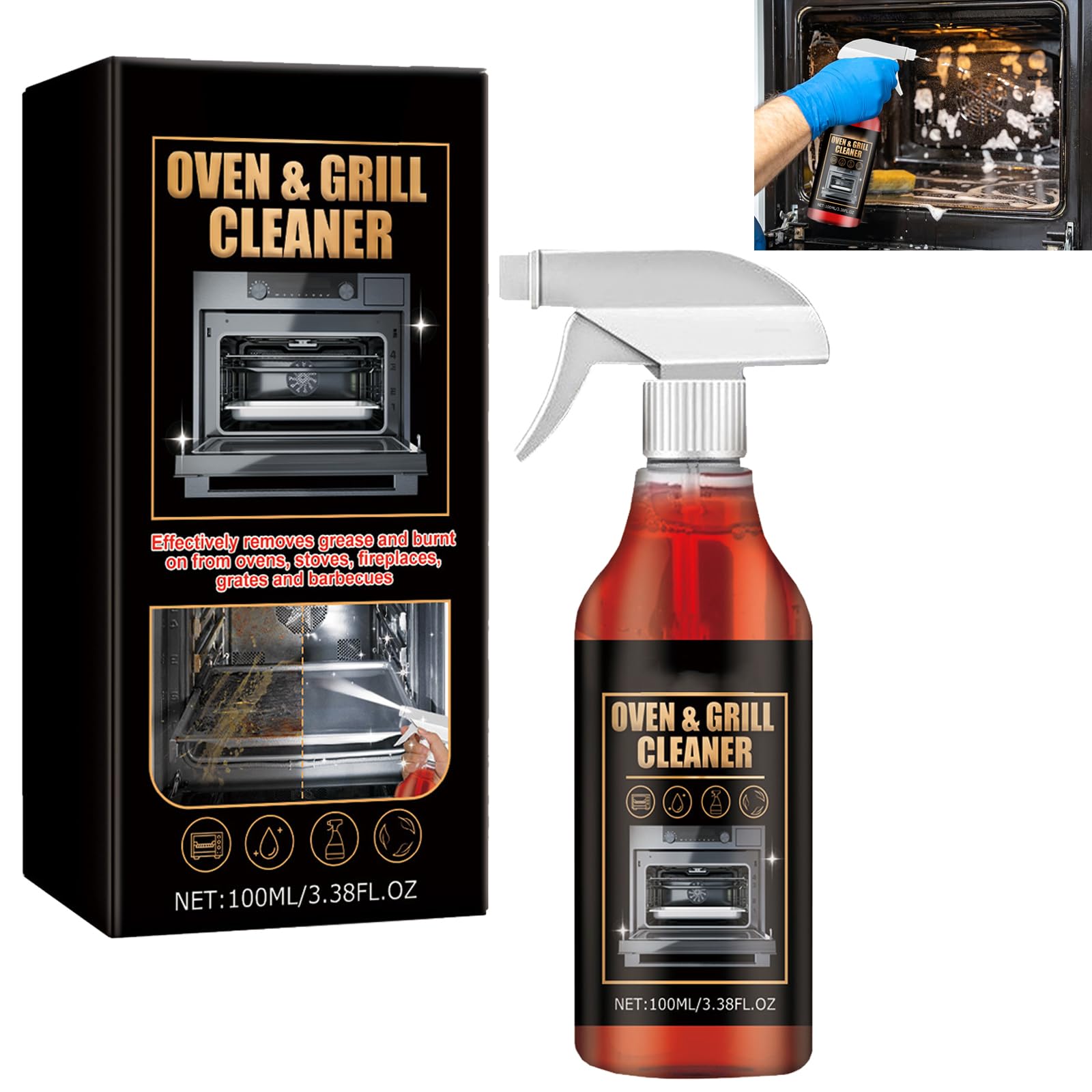 Best Foaming Cleaner for Heavy Oil Stains - Powerful Kitchen Degreaser Spray | Removes Tough Grease from Stoves, Grills & Cookware