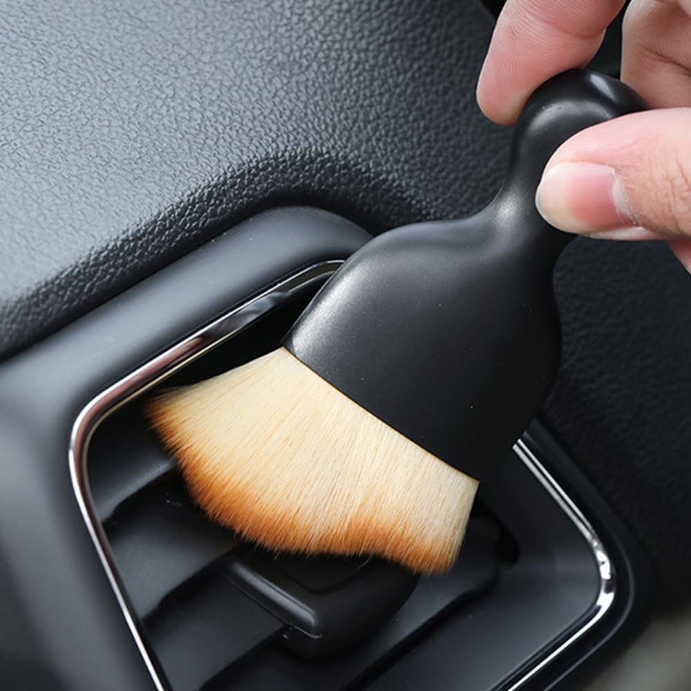 4-Piece Car Detailing Brush Set - Soft Bristle Interior & Exterior Cleaning Kit for Dashboard, AC Vents, Leather Seats & Engine - Perfect for Car Washing, Detailing & Maintenance (Yellow)
