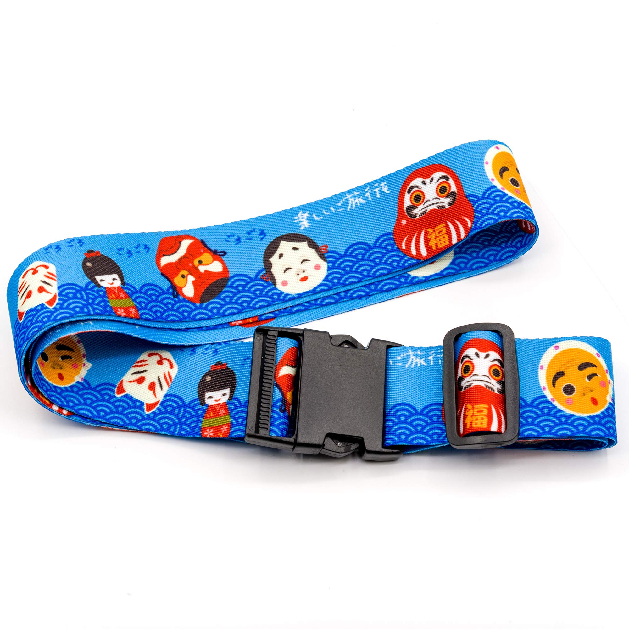 **Adjustable 220CM Teeoff Luggage Straps - Secure Suitcase Belts for Travel Bags (2 Pack, Japanese Mascot Design) - Perfect for Airports, Train Trips & Vacation Packing**