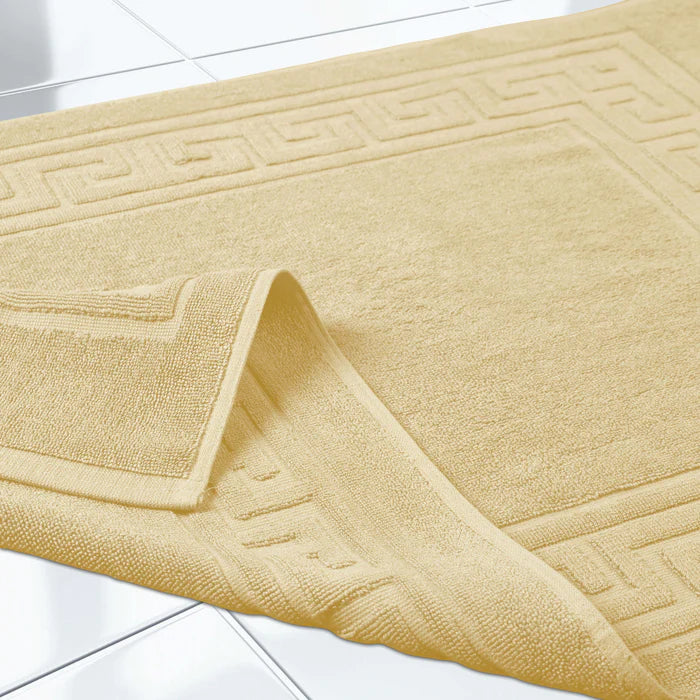 Premium Cotton 2-Piece Greek Key Border Bath Mat Set - Ultra Absorbent, Non-Slip Bathroom Rug - Perfect for Modern Bathrooms, Master Suites & Spa-Like Retreats