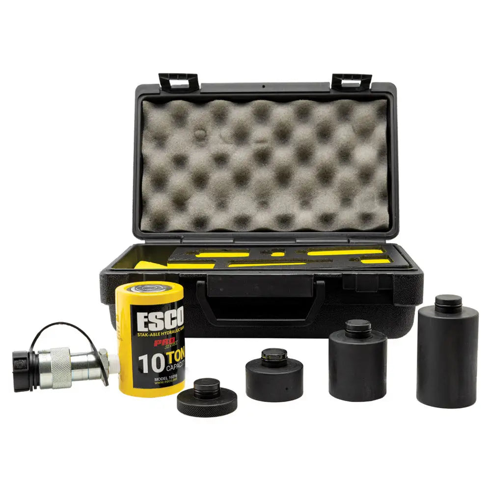 10 Ton Stackable Hydraulic Ram Kit (1 Stroke with 3 Extensions) - Heavy Duty Hydraulic Jack for Auto Repair, Construction & Industrial Use - Model 10316