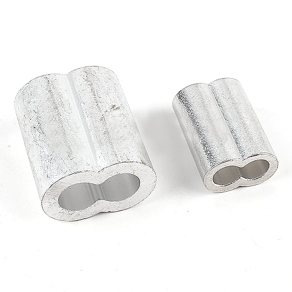 Aluminum Crimp Loop Rope Clamps - 1-100pcs Wire Rope Sleeves for Outdoor & Marine Use