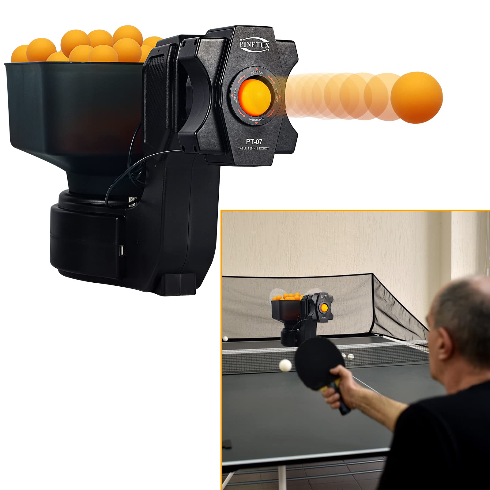 ZXMT Professional Table Tennis Training Robot - Automatic Ping Pong Ball Launcher with Adjustable Spin, Speed, Frequency & Trajectory | Perfect for Home Practice, Club Training & Coaching Sessions