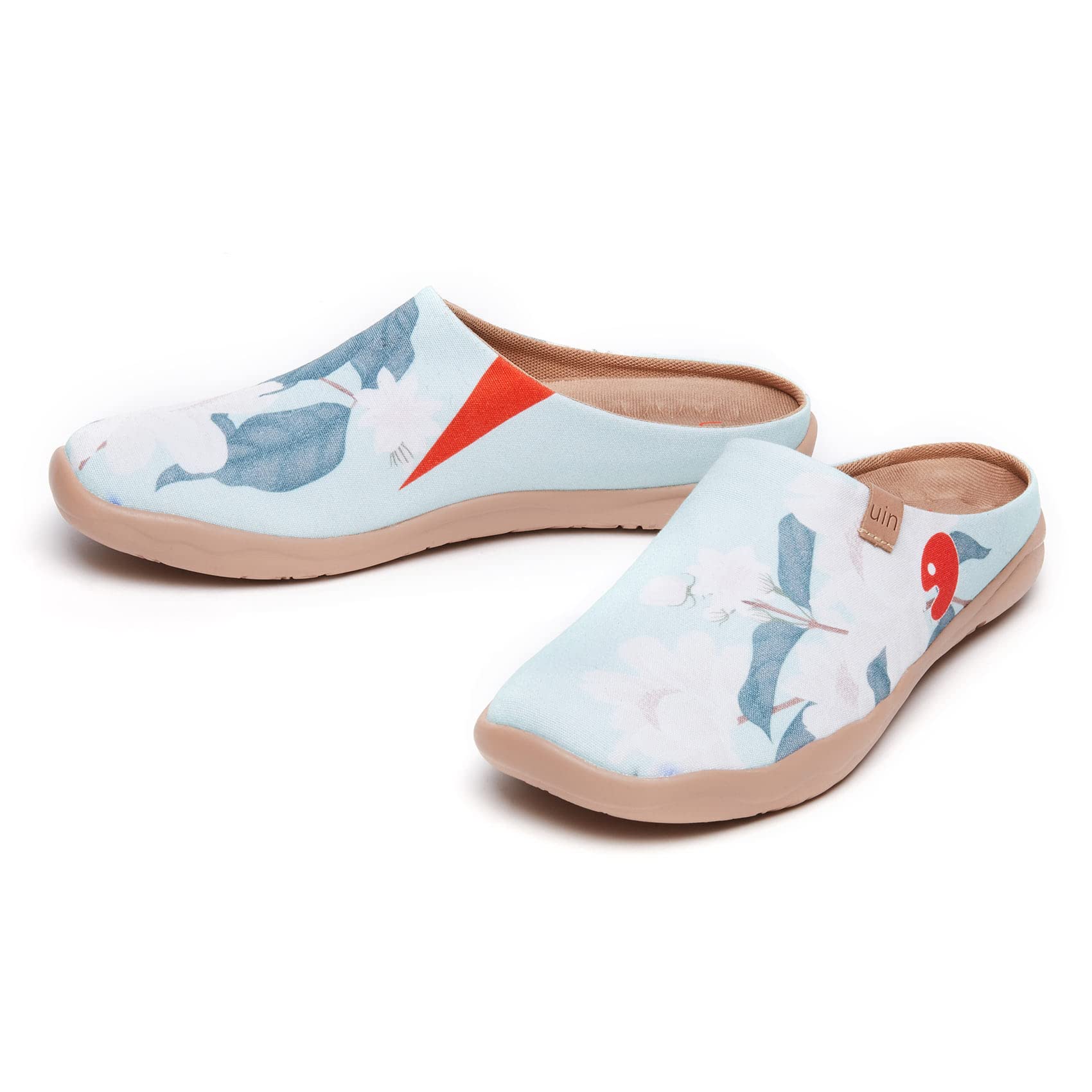 UIN Women's Slip On Mules - Comfortable Flat Lightweight Clogs with Wide Toe for Travel & Casual Wear | Art Painted Malaga Series | Perfect for Walking, Shopping & Beach Vacations