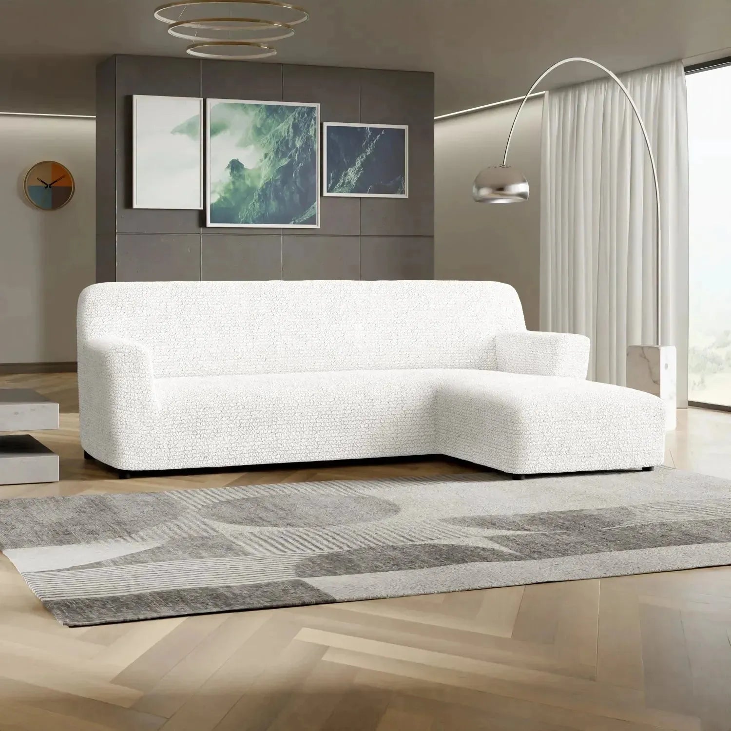 L Shaped Sofa Slipcover with Right Chaise - Premium Microfiber Stretchable Furniture Protector for Living Room, Sectional Couch Cover - Easy Wash & Anti-Slip Design for Home Decor