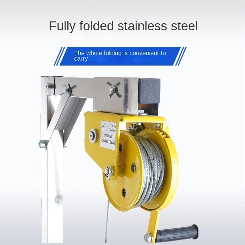 HPTHLY Stainless Steel Folding AC Lift Bracket with Manual Winch - Heavy Duty Hoist for Air Conditioner Installation & Maintenance | Perfect for HVAC Technicians, Home Renovation & Commercial Use