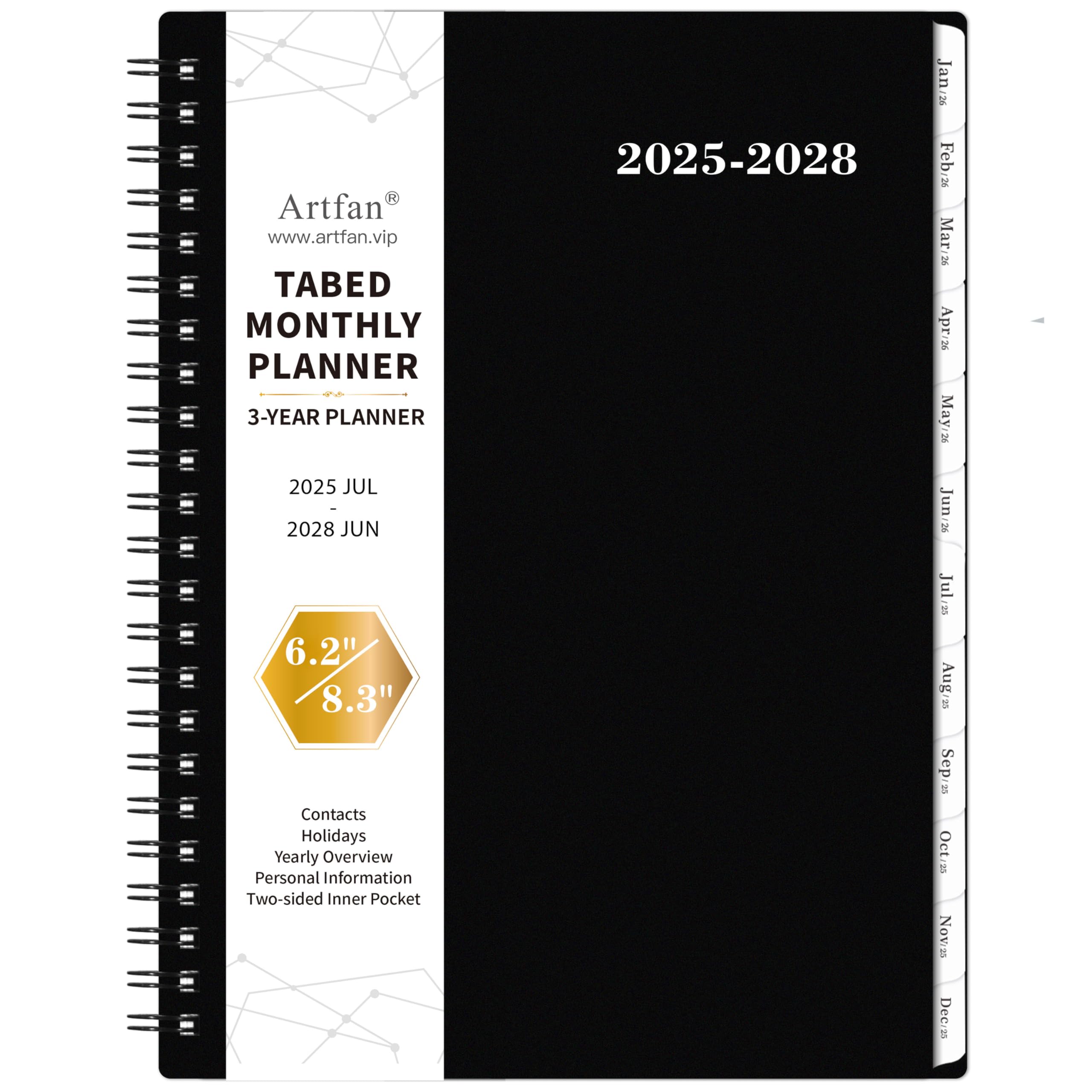 2025-2028 3-Year Monthly Planner with Inner Pocket - July 2025 to June 2028 Academic Calendar, 6.2