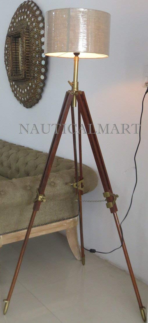 NauticalMart Nautica Classic Tripod Floor Lamp - Adjustable Height Modern Lighting for Living Room, Bedroom & Office - Perfect for Reading, Working & Relaxing