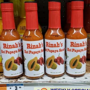 Rinah's Caribbean Style Hot Papaya Sauce with Habanero Peppers – Spicy & Flavorful – Pack of 4 – Perfect for Eggs, Meat, Sandwiches & Caribbean Cuisine