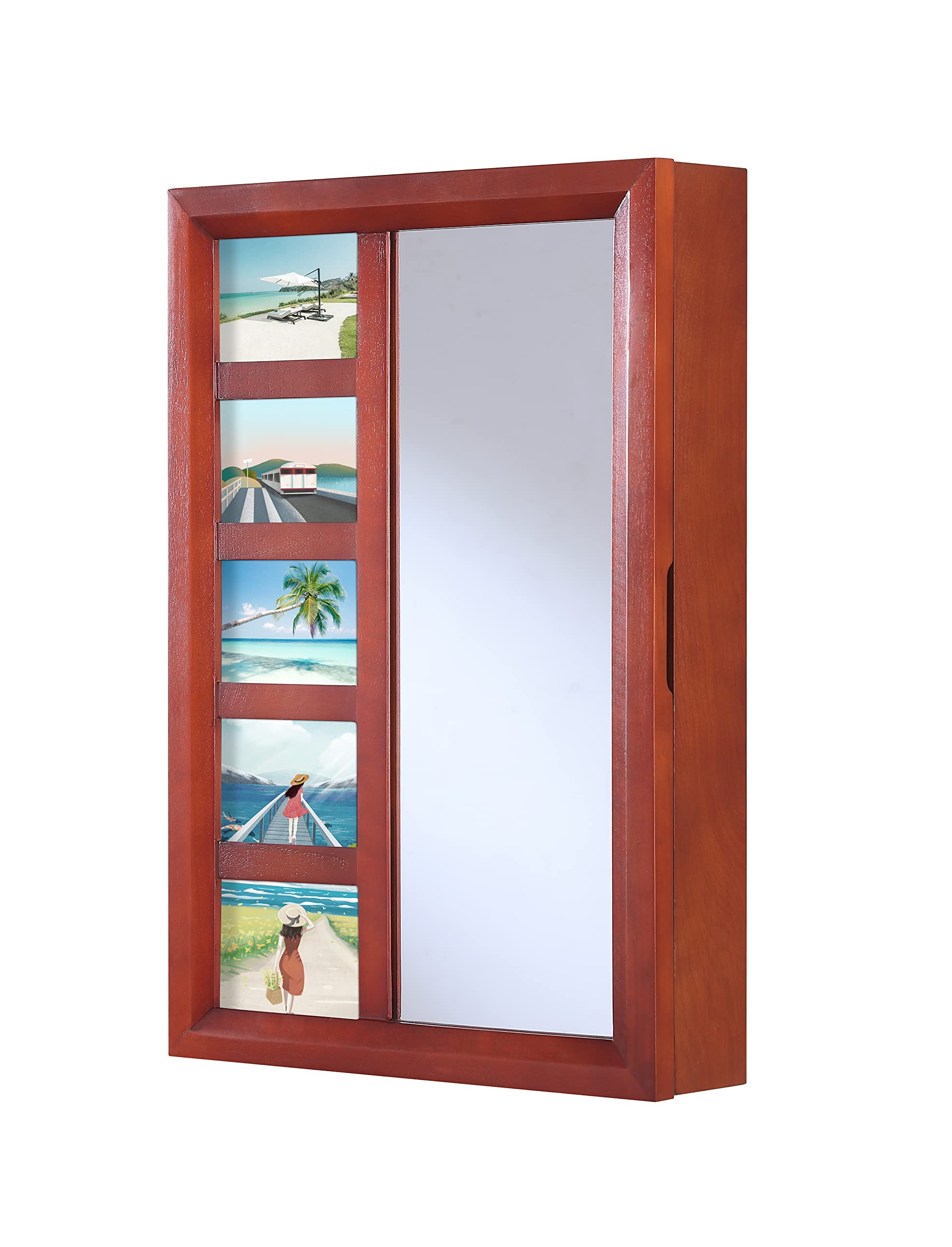 Proman Products Bellissimo Collection Jewelry Armoire - Mahogany Wood Jewelry Organizer with Mirror | Perfect for Bedroom, Closet & Gift Giving