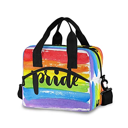 Rainbow LGBT Pride Insulated Lunch Bag - Large Reusable Cooler Tote for Women & Men with Adjustable Shoulder Strap | Meal Prep, Work, School, Picnic & Outdoor Activities | Colorful Lunch Box for Adults & Kids