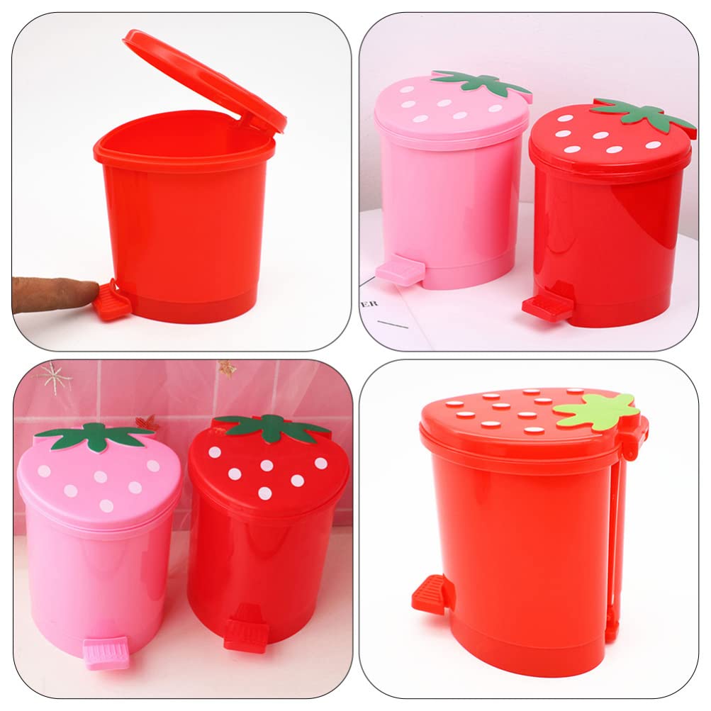 Operitacx 2-Pack Mini Desktop Trash Can - Small Car & Office Waste Bin with Pen Holder, Cute Cartoon Design, Durable PP Plastic for Home, Car, Office & School Use