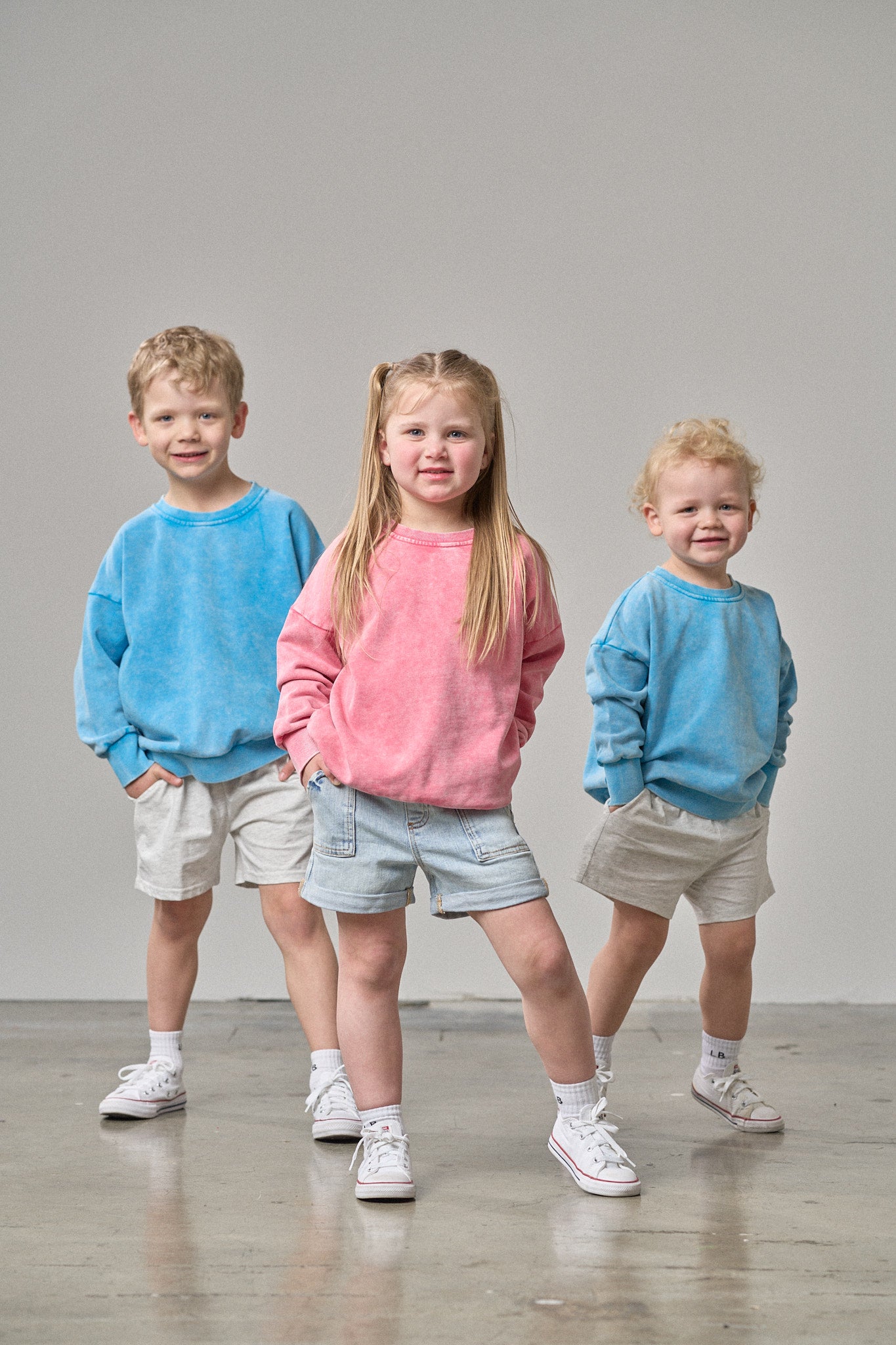 Electric Blue Washed Crewneck Sweatshirt - Soft Cotton Pullover for Men & Women | Perfect for Casual Wear, Layering & Street Style