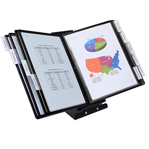 Ultimate Office SwitchFile Document Organizer - Landscape & Portrait Display, 10 EZ LOAD Pockets with Colored Tabs, Black Base - Wall or Desk Mount for Home & Office Organization