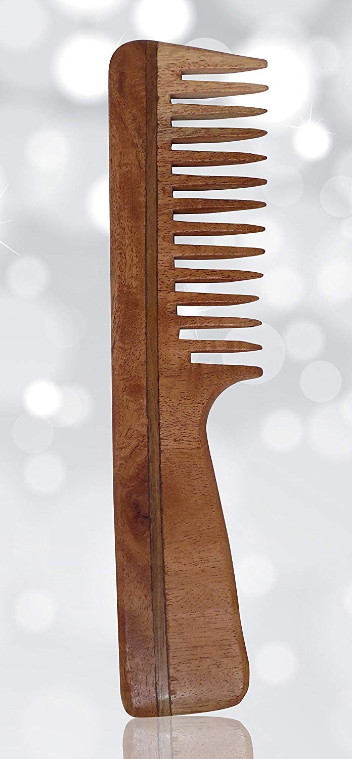 Organic Neem Wood Comb for Men & Women - Anti Dandruff, Scalp Massage & Hair Growth - Natural Handmade Hairbrush for Healthy Shiny Hair - Perfect for Daily Hair Care & Ayurvedic Routine (Pack of 1, 15g)