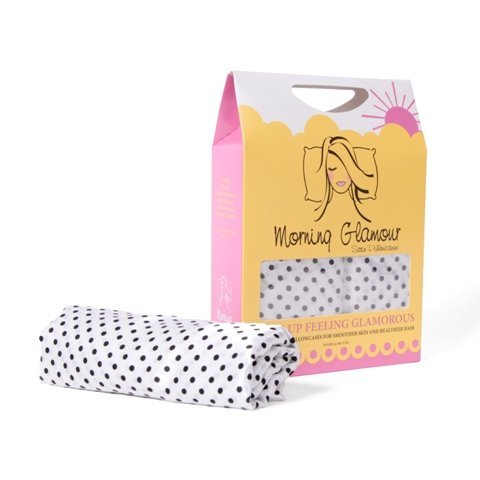 Morning Glamour Signature Box 2 Pack Satin Pillowcases - Black & White Dot Pattern for Hair & Skin Care - Perfect for Bedroom, Travel & Gift Giving