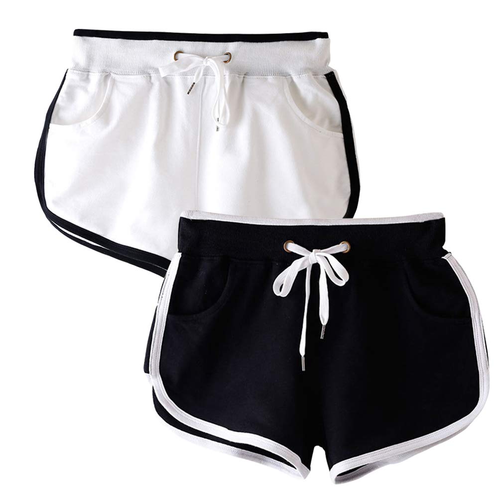 Premium Cotton Dolphin Shorts for Women & Teen Girls - High Waisted Running, Gym, Yoga & Workout Athletic Shorts (2-Pack) - Perfect for Sports, Fitness & Casual Wear