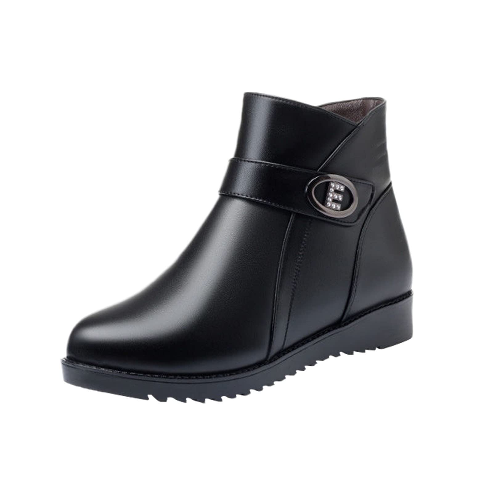 Women's Stylish Side Zip Ankle Boots - Cotton Flat Shoes with Round Toe & Lace-Up Detail | British Inspired Heeled Boots for Casual Wear, Office & Fall Fashion