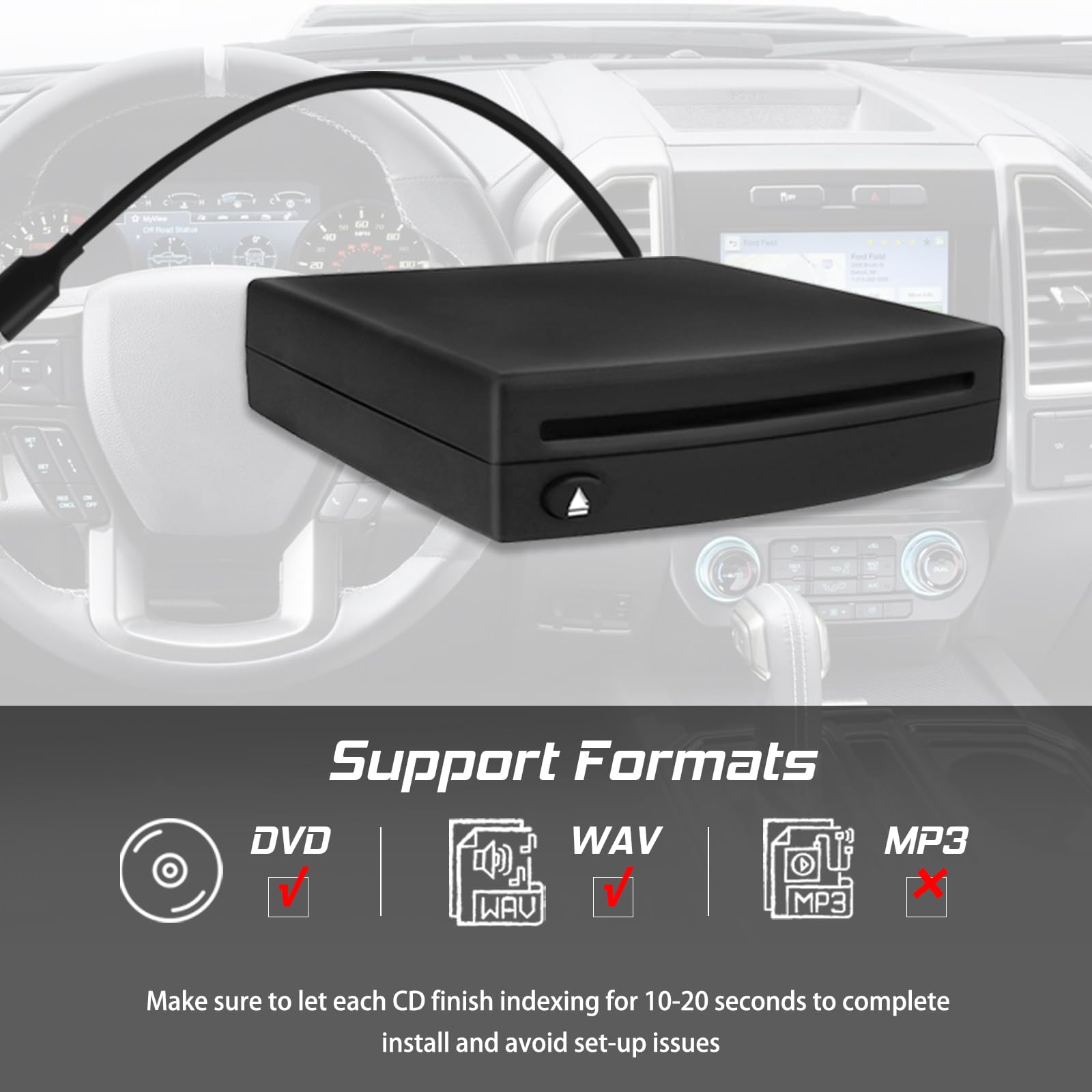 Portable USB Car CD Player - Plug & Play External CD Drive for Vehicle Radio with USB Port, Compatible with Android & Car Stereo Systems - Perfect for Road Trips & Music Lovers