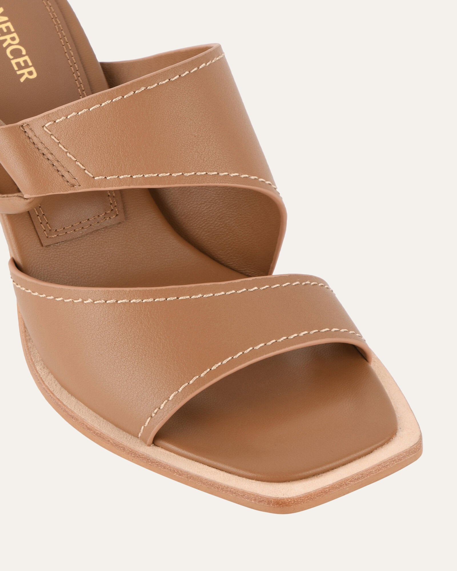 CAMMY Women's Mid Heel Sandals - Tan Leather Strappy Summer Dress Sandals for Weddings, Beach & Casual Outings