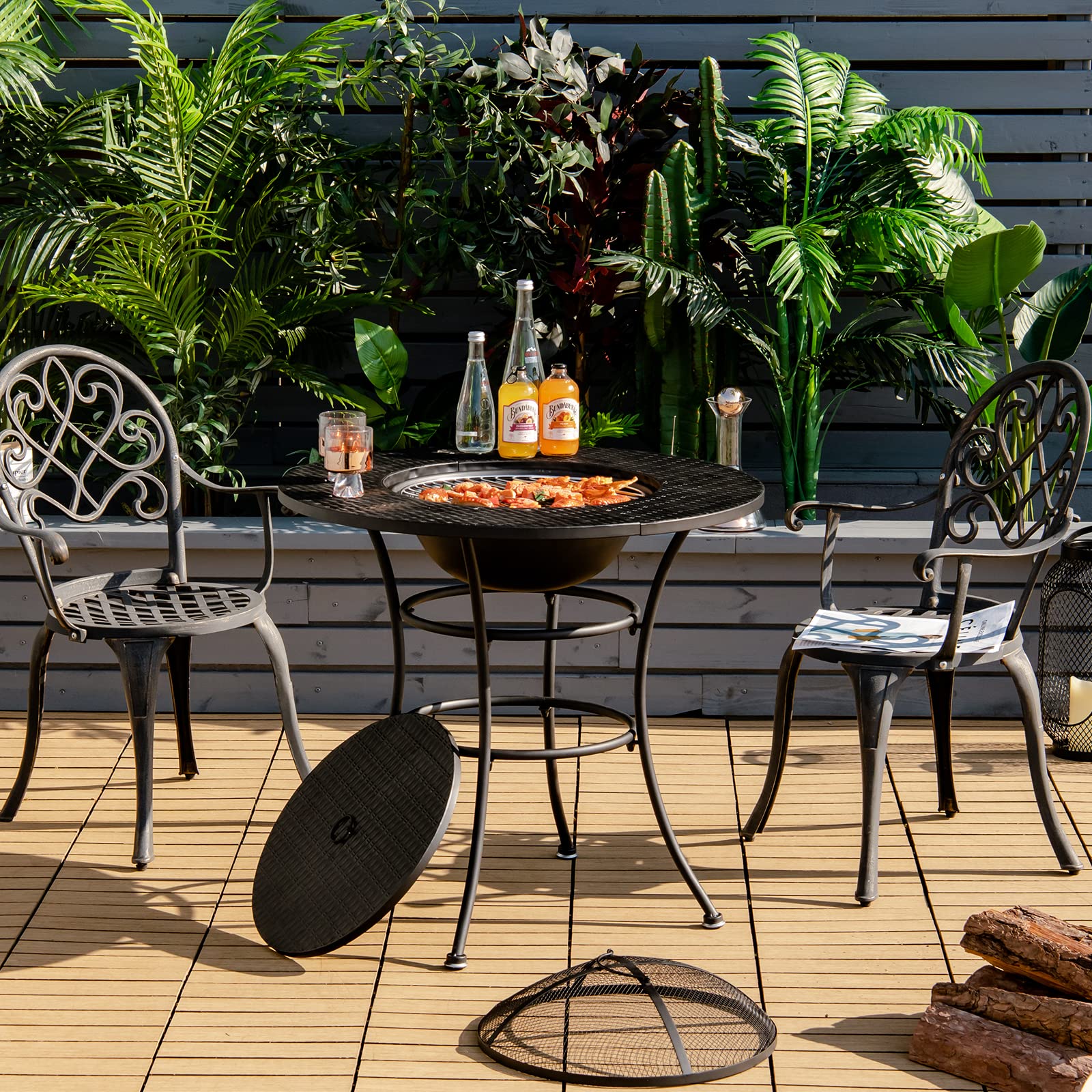 Giantex 4-in-1 Outdoor Fire Pit Dining Table - 32