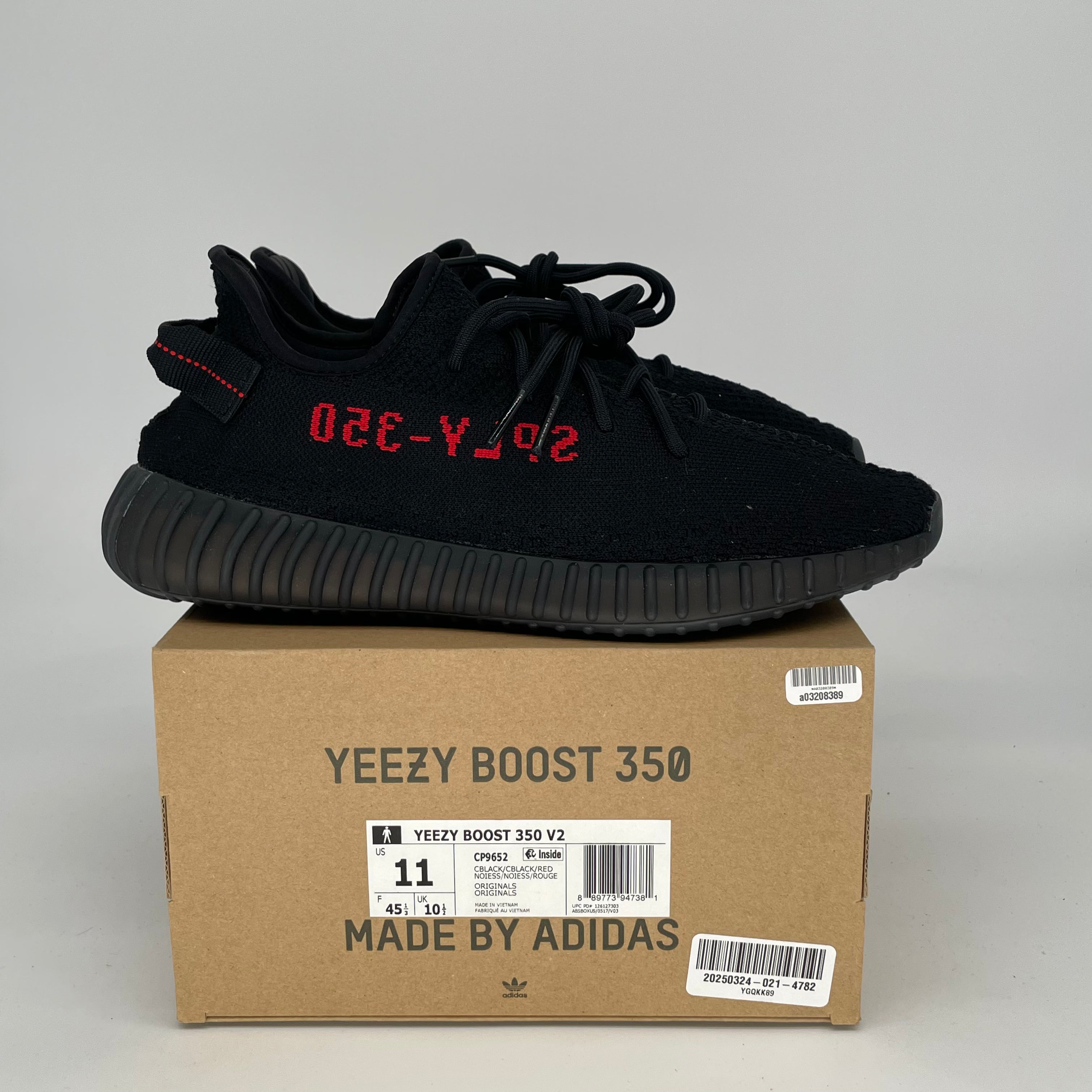 Adidas Yeezy Boost 350 V2 Black Red Sneakers - Men's Size 11 | CP9652 - Running, Casual & Streetwear Fashion