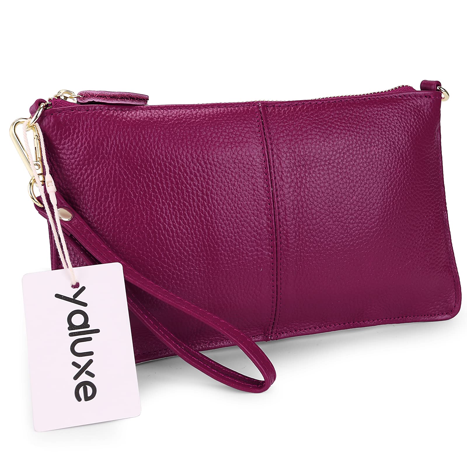 YALUXE Genuine Leather Wristlet Handbag for Women - Slim Phone Pocket Clutch Wallet with Crossbody Strap | Perfect for Everyday Use, Date Night & Travel Accessories