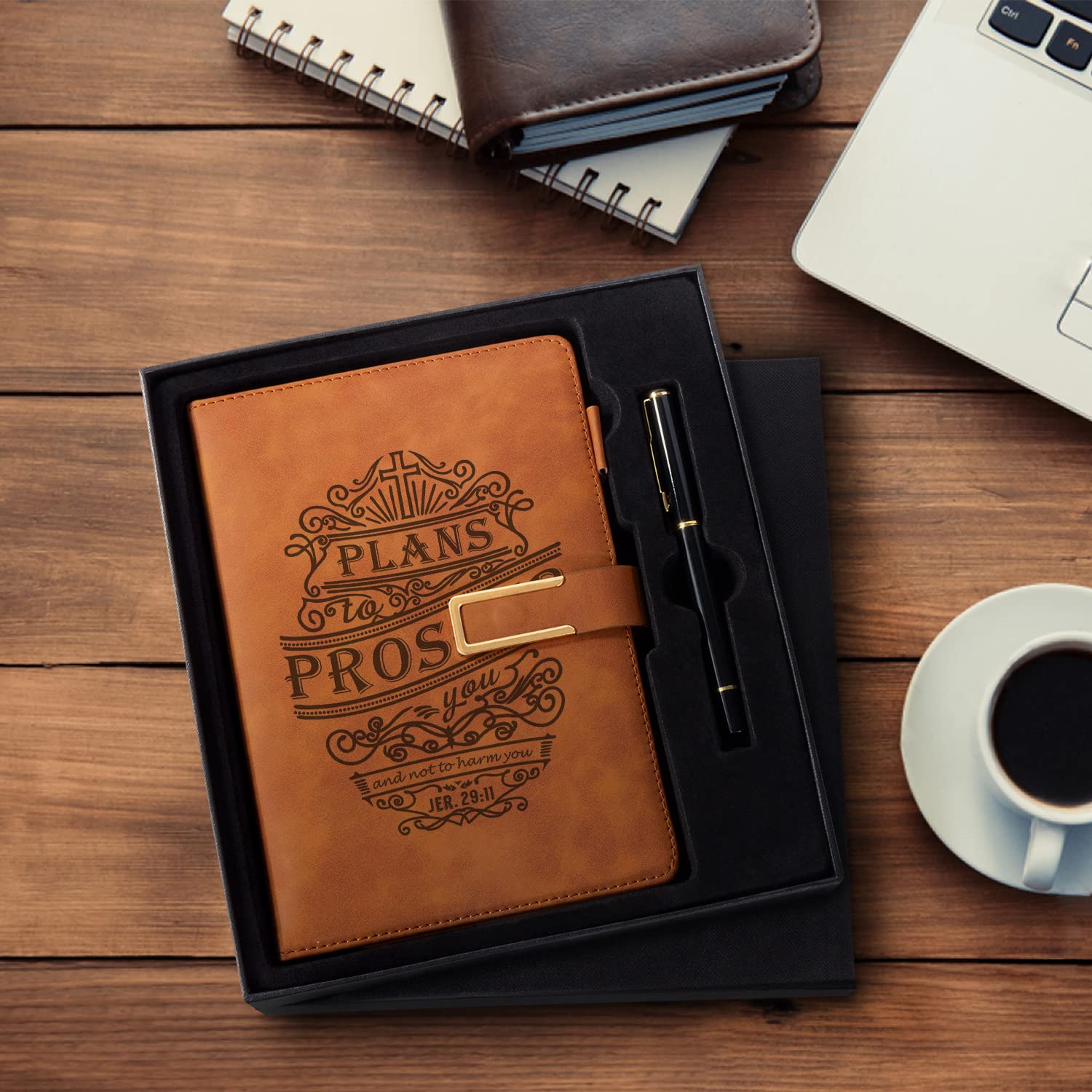 Custom Engraved Leather Journal - Personalized Christian Gift for Men with Bible Verse, Perfect for Daily Devotion & Inspirational Writing