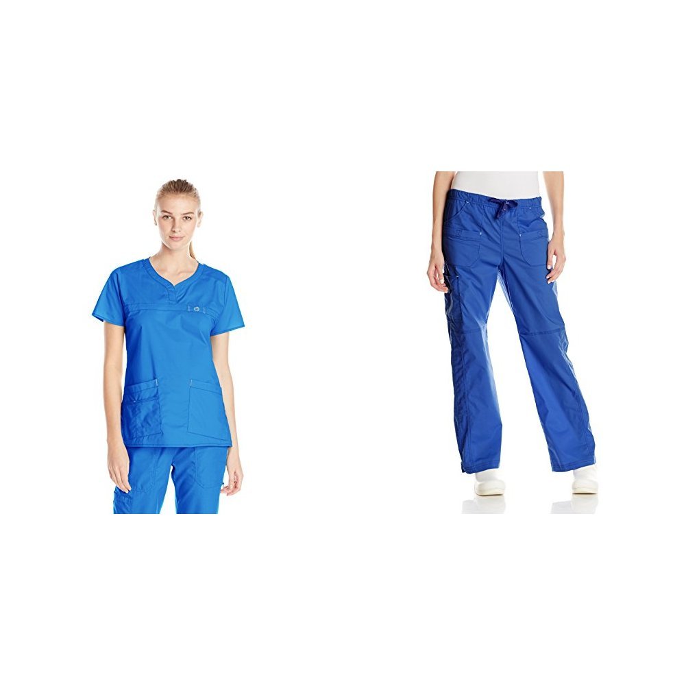 WonderWink Women's Medical Scrubs Top & Bottom Set - Royal Blue, XX-Small US - Comfortable & Durable Healthcare Uniform for Nurses, Doctors & Medical Professionals