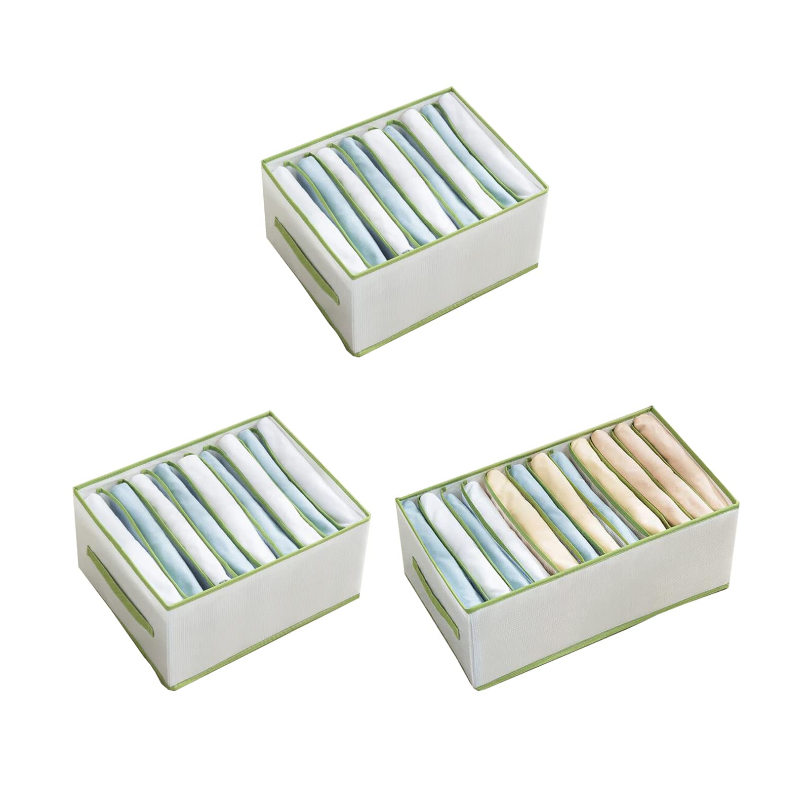 Musltaiy 3-Piece Green Mesh Drawer Organizer Box - Sub-Bag Storage, Jeans & Clothes Separator for Wardrobe & Closet Organization - Perfect for T-Shirts, Socks & Underwear Storage