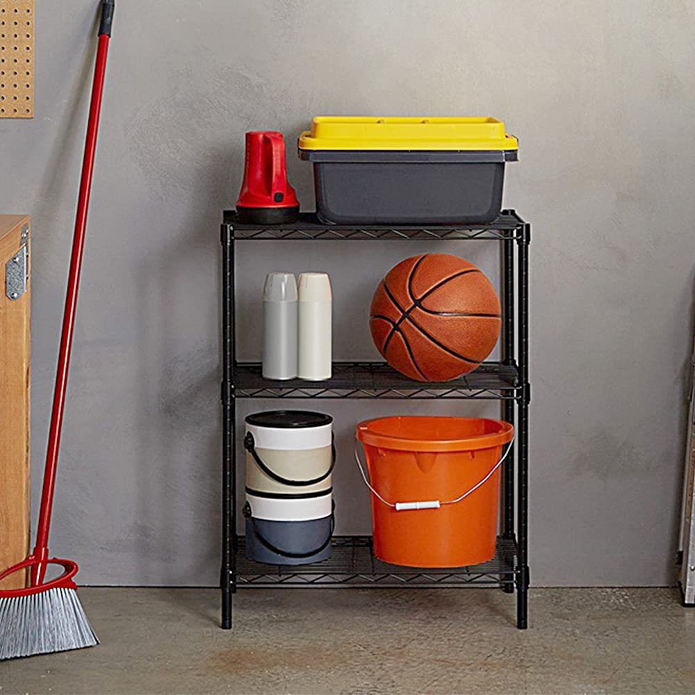3-Tier Adjustable Metal Wire Shelving Unit - NSF Certified with Leveling Feet - Sturdy Standing Storage Shelf for Laundry Room, Bathroom, Kitchen, Pantry & Closet Organization (14