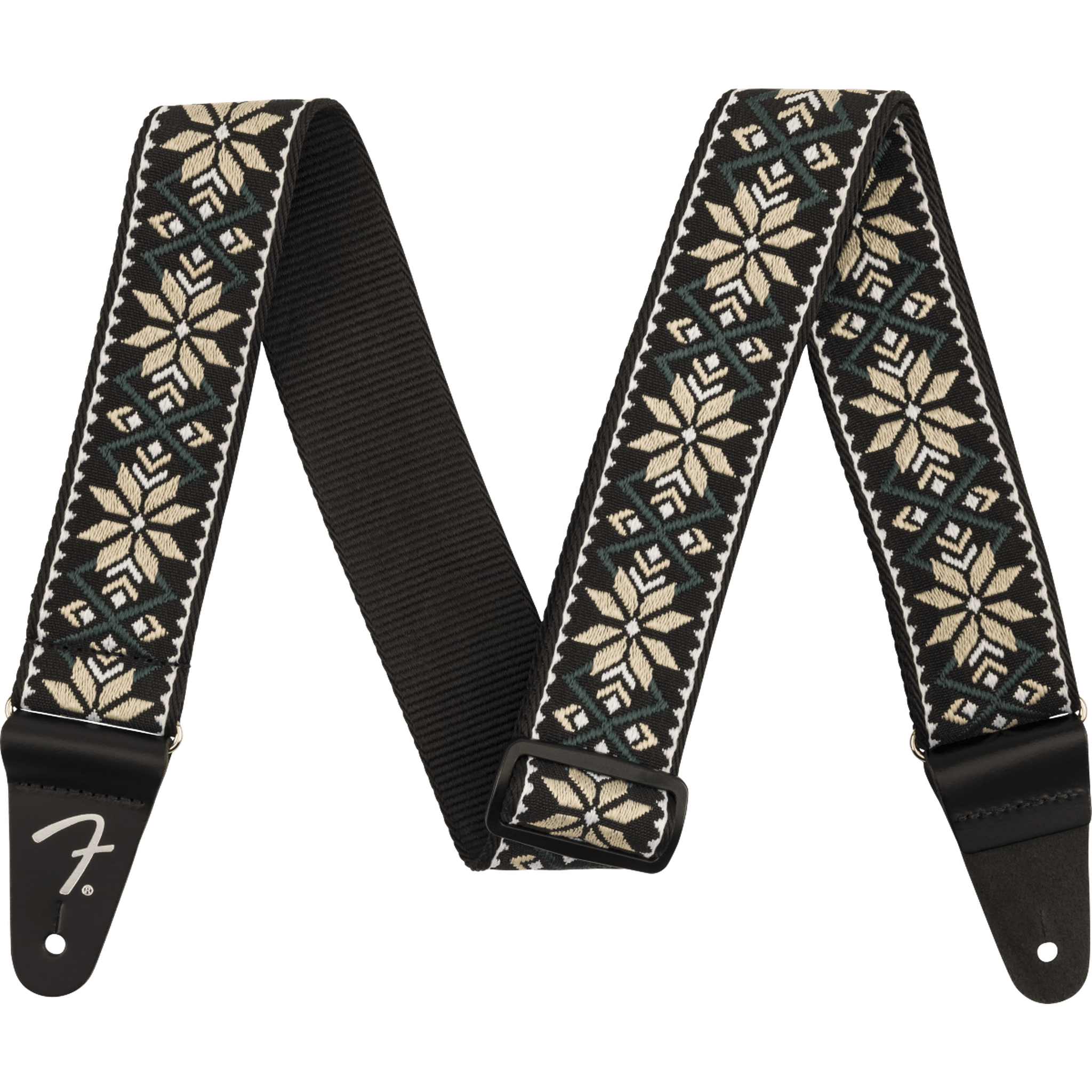 Fender Pasadena Woven Guitar Strap - Yellow Snowflake Pattern - Adjustable & Comfortable for Electric & Acoustic Guitars - Perfect for Performances, Practice & Studio Sessions
