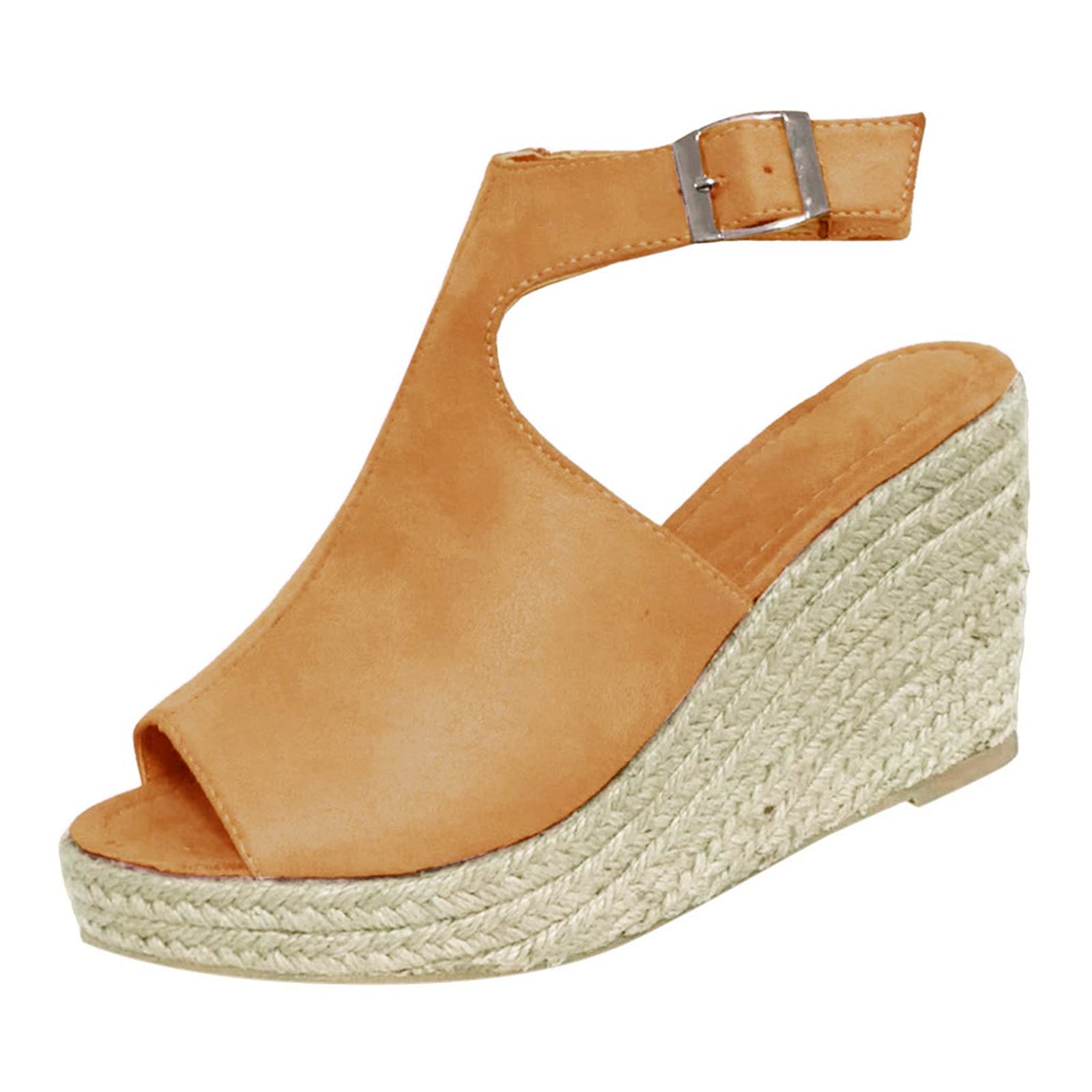 Women's Espadrille Sandals - Low Heel Dressy Gold Orthotic Sandals for Comfort & Style | Perfect for Weddings, Parties & Summer Outfits