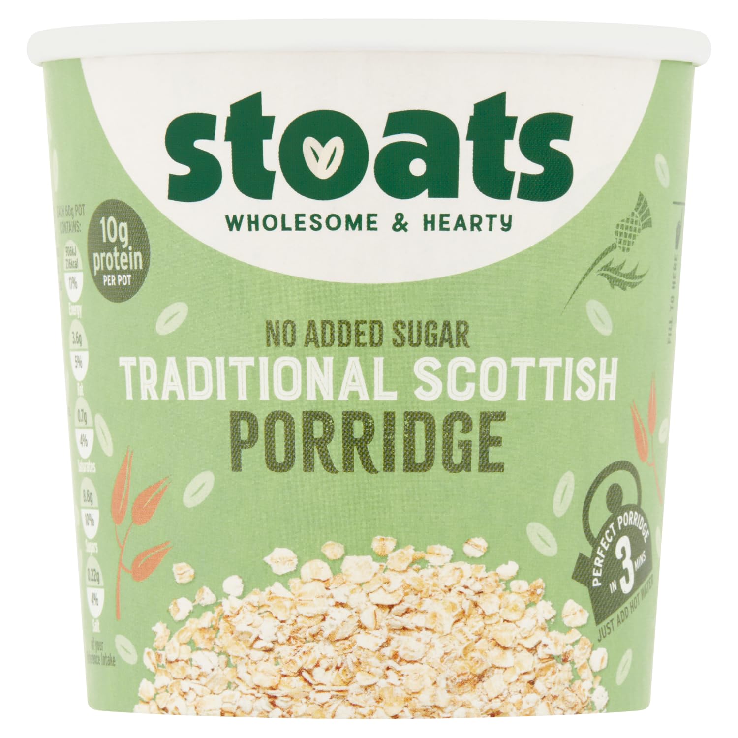 Stoats Quick Pot Classic Scottish Porridge 60g - Instant Oatmeal Breakfast for Camping, Office & On-the-Go Snacks