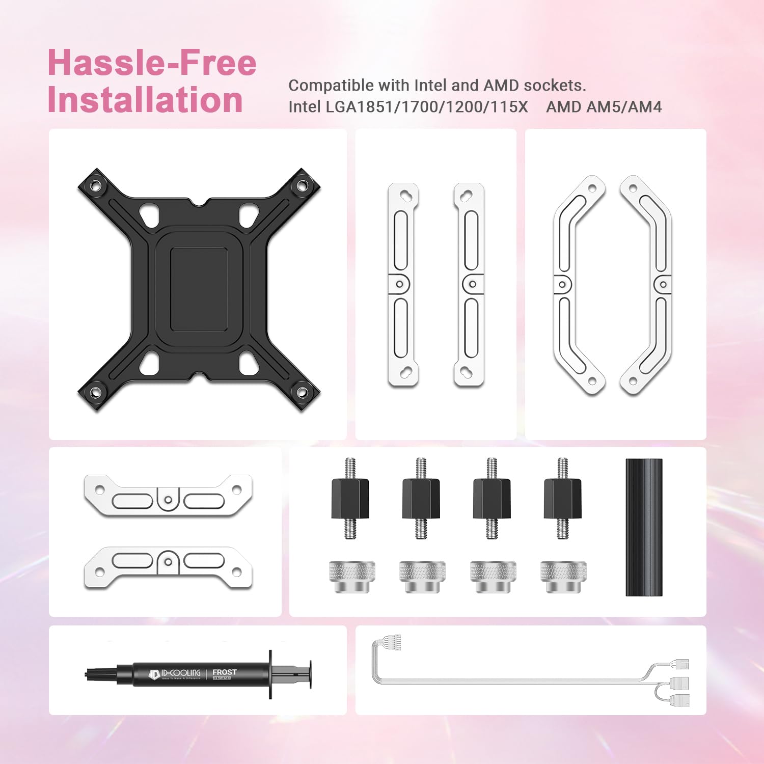 ID-COOLING FX240 INF Pink Edition 240mm ARGB Liquid CPU Cooler | AIO Water Cooling System with Infinity Mirror Effect | 2x120mm Daisy-Chained Low-Noise Fans (29.9dB Max) | Intel & AMD Compatible | Perfect for Gaming PC Builds & High-Performance Workstations