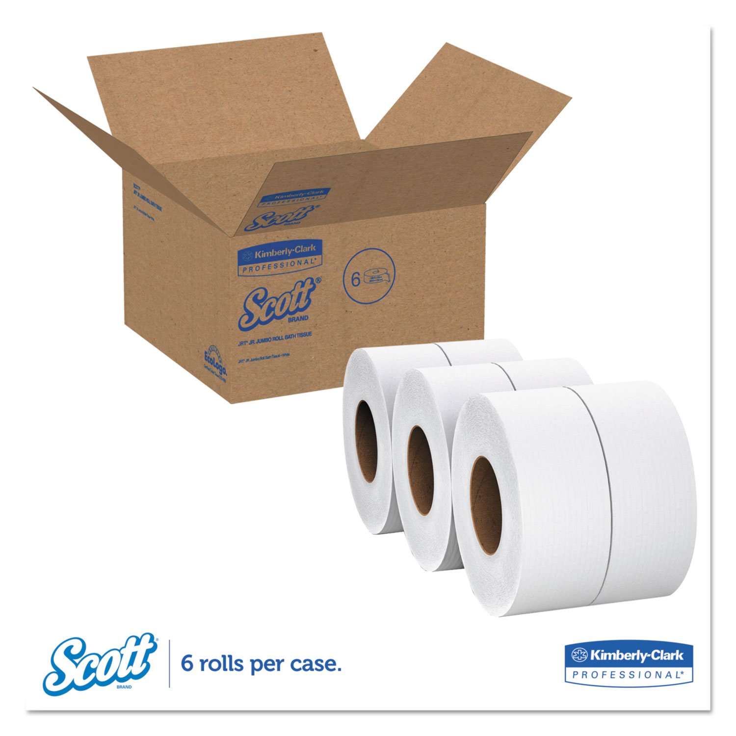 Scott 07827 Jumbo Roll Bathroom Tissue - 2-Ply, 12-Inch Diameter, 2000ft (6 Rolls/Carton) - Premium Commercial & Home Use for Offices, Restaurants, and High-Traffic Bathrooms