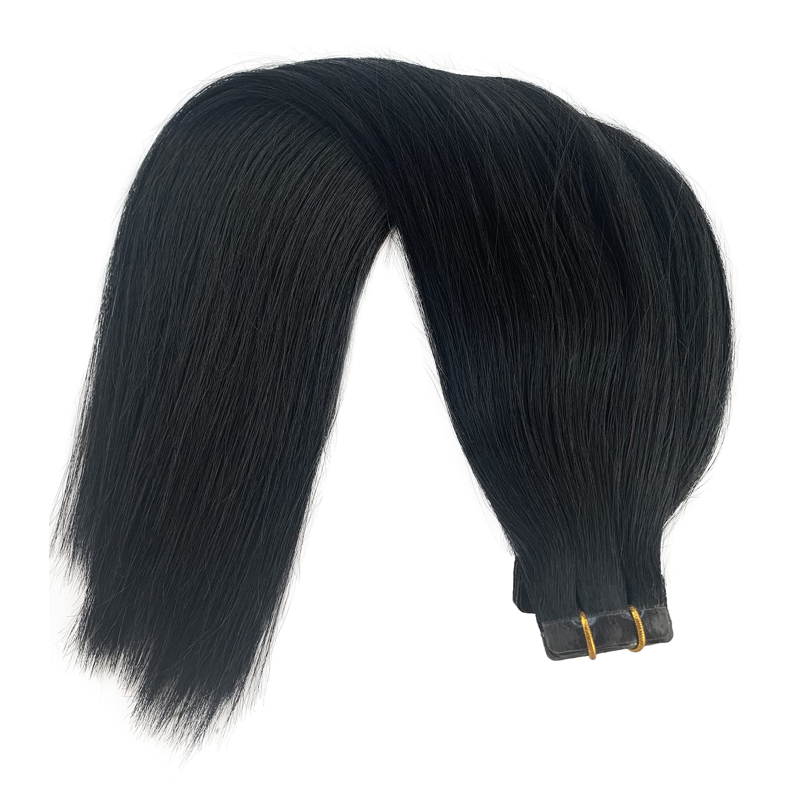 Licoville 22 Inch Tape in Hair Extensions - #1 Jet Black Straight Human Hair Extensions (60g, 20pcs) | Seamless Real Hair Tape Extensions for Women | Can Be Styled & Curled | Perfect for Daily Wear, Parties & Special Occasions