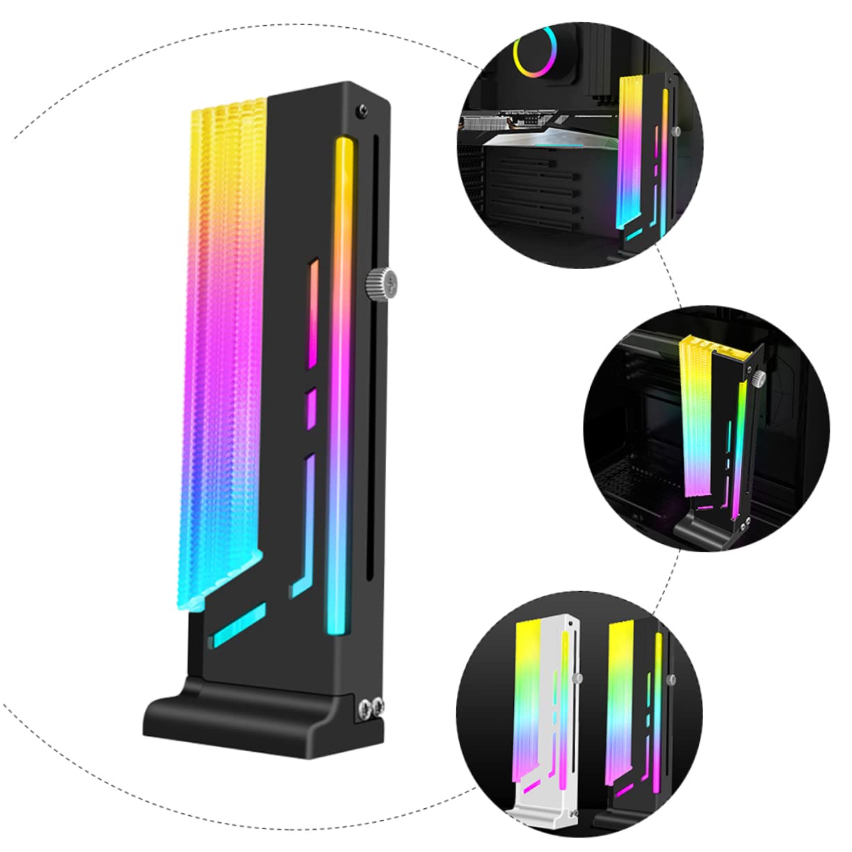 PartyKindom 2-Pack Magnetic GPU Bracket - Heavy Duty Graphics Card Support Mount with LED Lighting for PC Case, Computer Build & Gaming Setup - Perfect for Vertical GPU Installation, Cable Management & RGB Customization